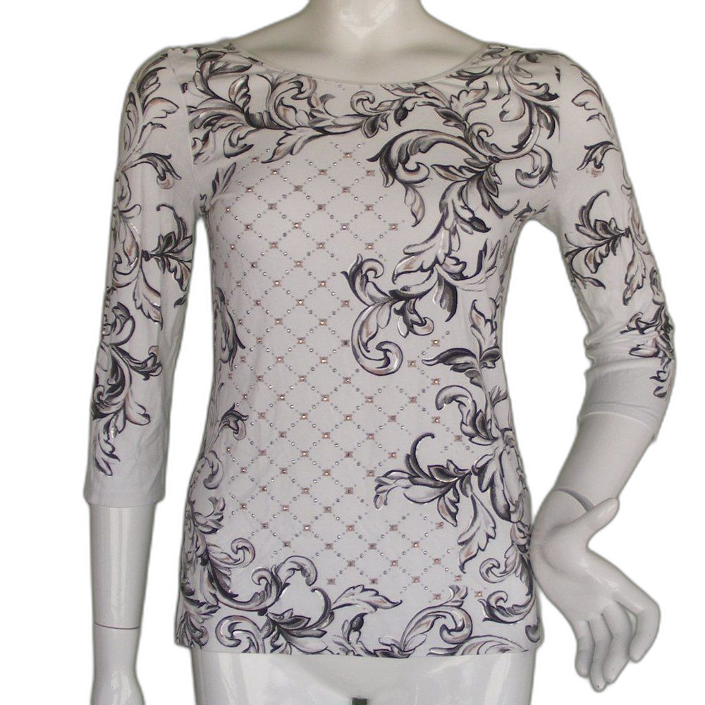WHITE HOUSE BLACK MARKET Tunic/Tee, S, 3/4 Sleeves, Studded